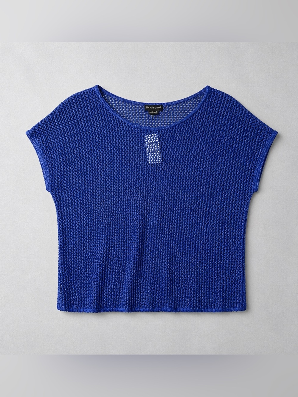 Bay Studio Royal Blue Open-Knit Boxy Crop Top